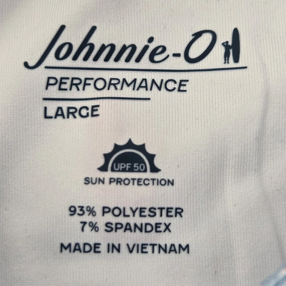 NEW Johnnie-O Performance Julio Polo Mens Large Malibu Blue Geometric AOP NWT